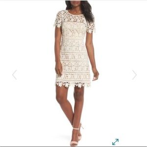 Eliza J “Lace Overlay Sheath Dress”